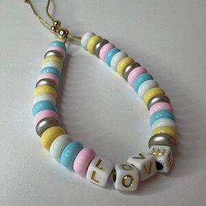 🆕Adornia Pastel Donut Bead Love Look Alike Slider Charme Bracelet::NWT::